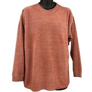 Vintage ENUF Long Sleeve Pullover Nubby Straight Hem Rust Shirt Mens XL